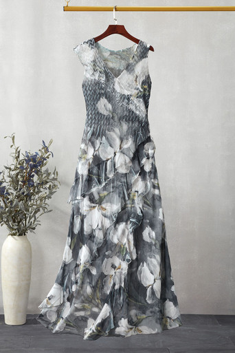 Midnight Magnolia Ruffle Dress by Komarov
